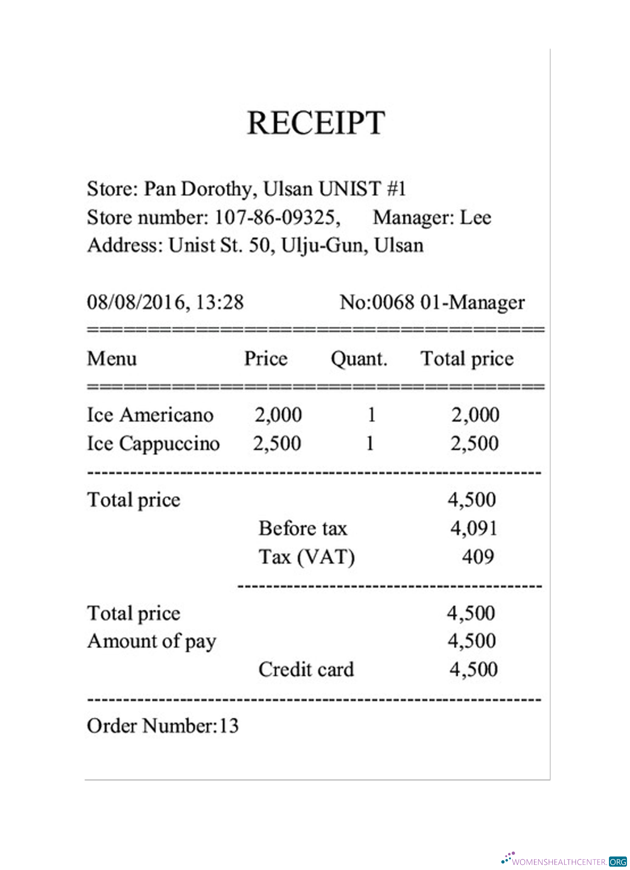 Download RECEIPT EXAMPLE Photoshop template